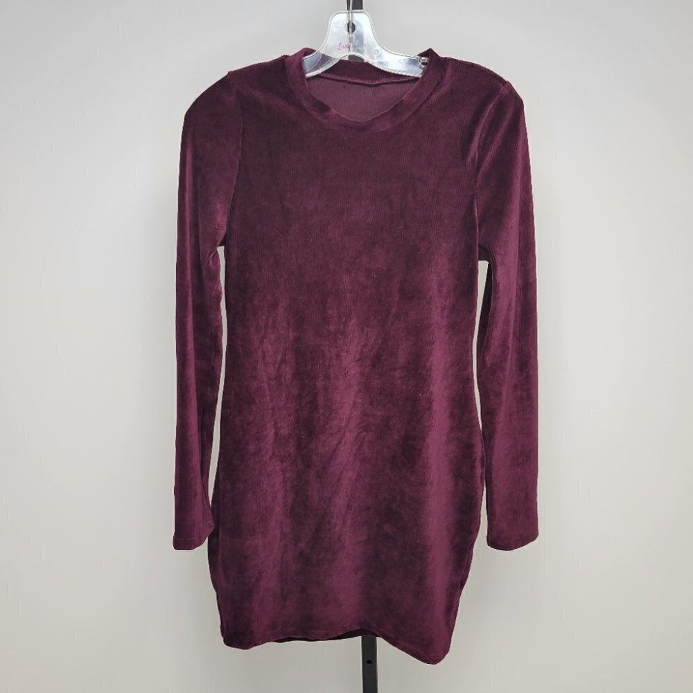 Soft Ribbed Velvet Dress, Long Sleeve Shirt Dress